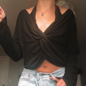 Urban Outfitters Black Cropped Sweater